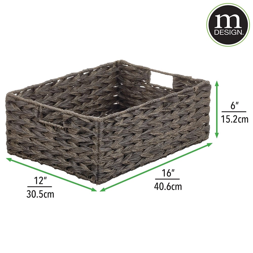 mDesign Woven Farmhouse Pantry Basket, Espresso, 3 Pack