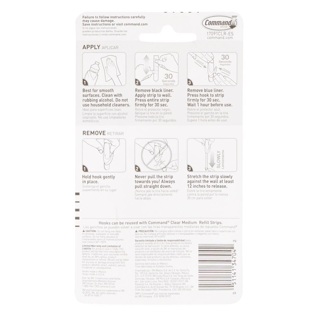 3M Command Clear Medium Hooks, 2-Count