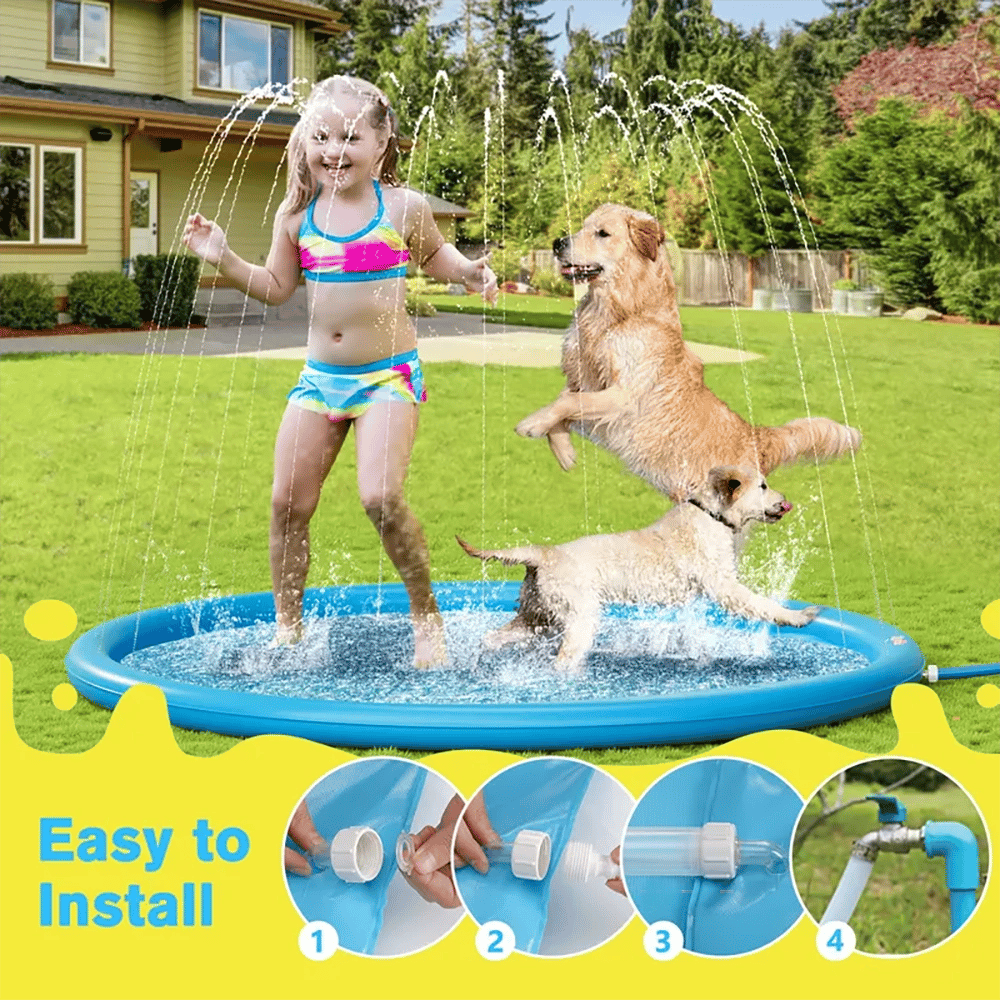 Pecute Dog Splash Pad Sprinkler, 74"