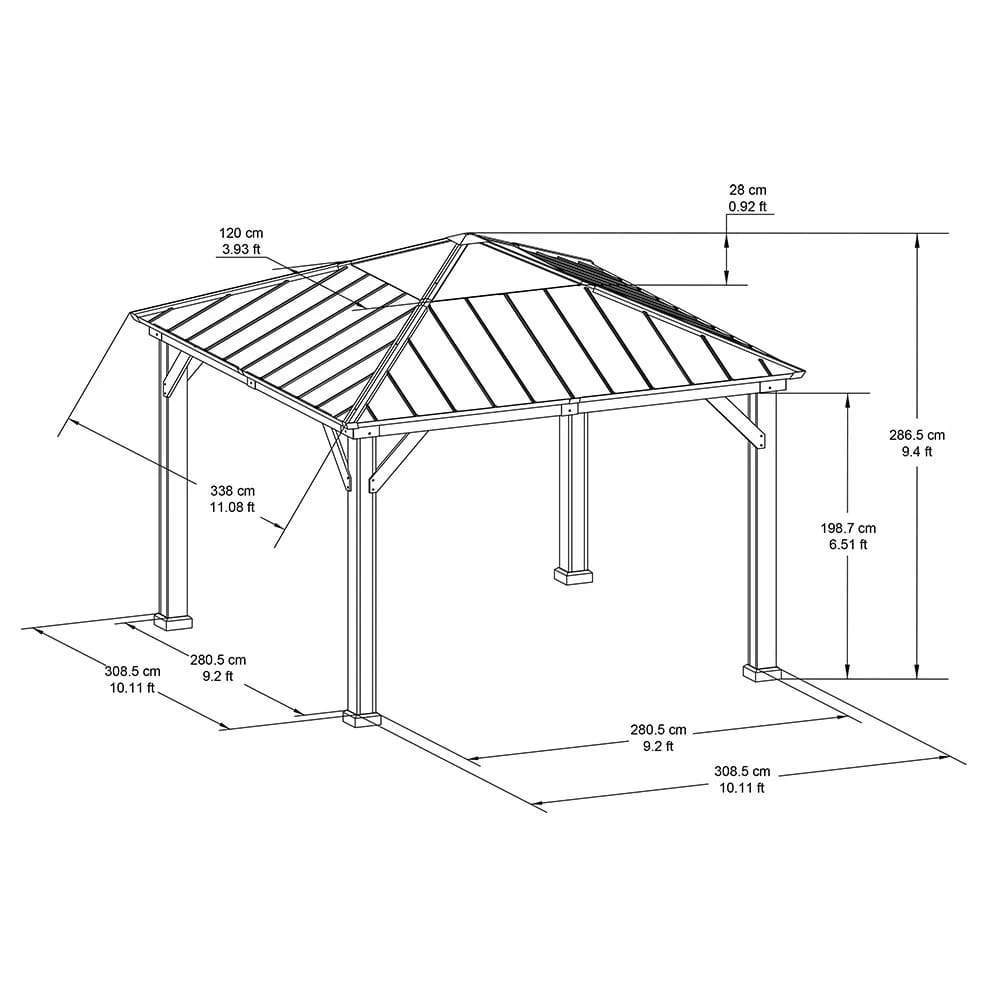 Kingston 11' x 11' Cedar Framed Hardtop Gazebo