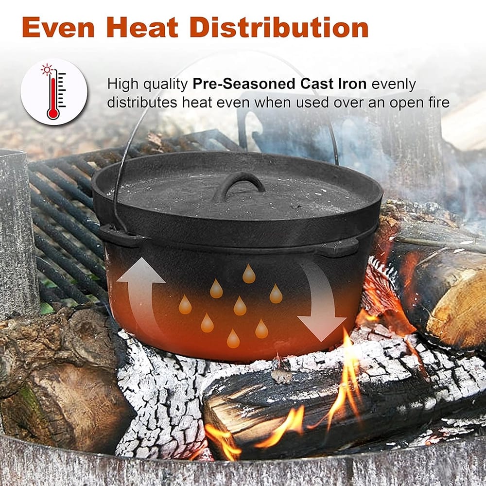 Bruntmor 8-Quart Pre-Seasoned Cast Iron Dutch Oven