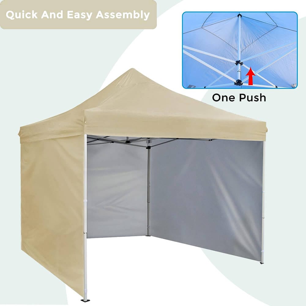 10' x 10' Pop-Up Canopy Tent with 4 Sidewalls, Beige