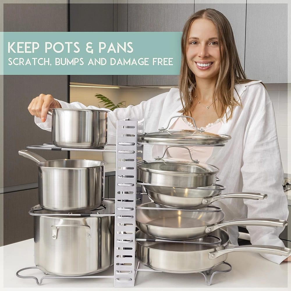 Pan Organizer Rack for Cabinet, Silver