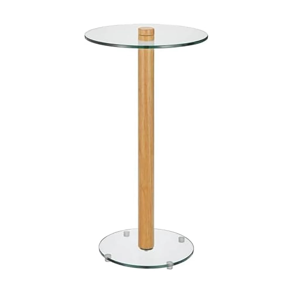 mDesign Glass Top Drink Table, Clear/Natural