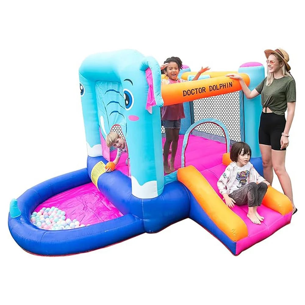 Doctor Dolphin Elephant Bounce House with Slide