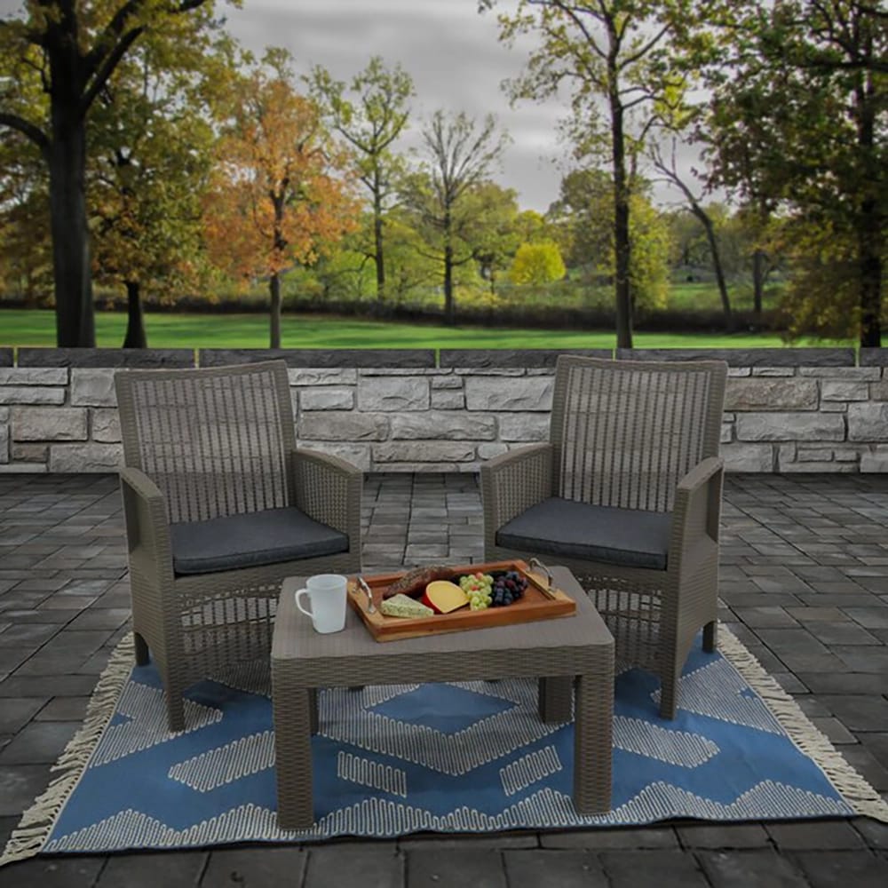 Hand Woven Polyester Indoor/Outdoor Rug, Dusty Blue, 4' x 6'