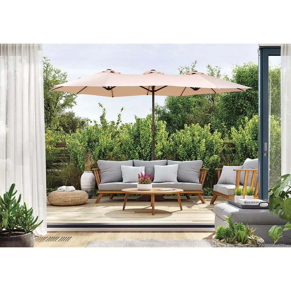 Outdoor Living Accents Triple-Vented Rectangular Market Umbrella