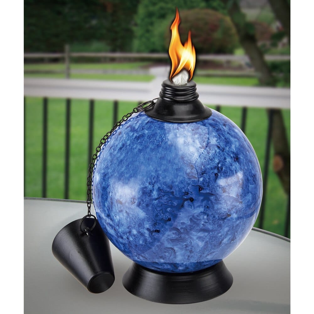 Glass Gazing Ball Table Torch, 7"