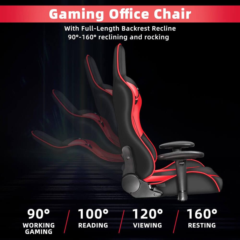 DualThunder Ergonomic High Back Gaming Chair, Red/Black