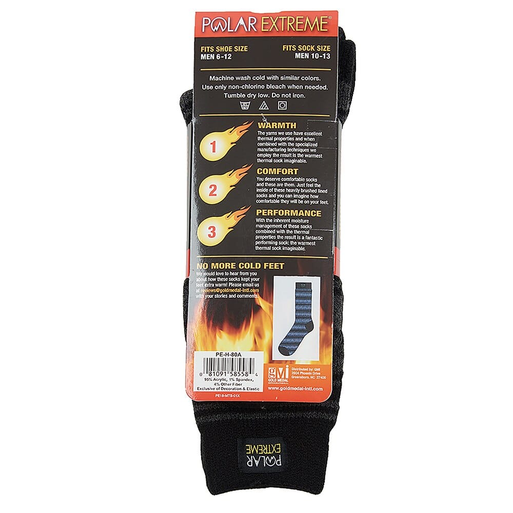 Polar Extreme Heat Men's Solid Black Socks - John's Crazy Socks