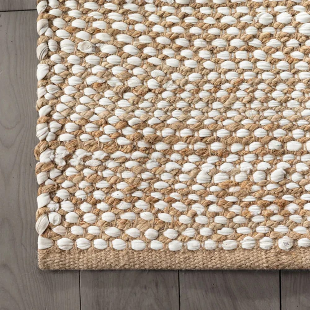 Well Woven Willow Natural Jute 9'x12' Chevron Area Rug, Beige & White