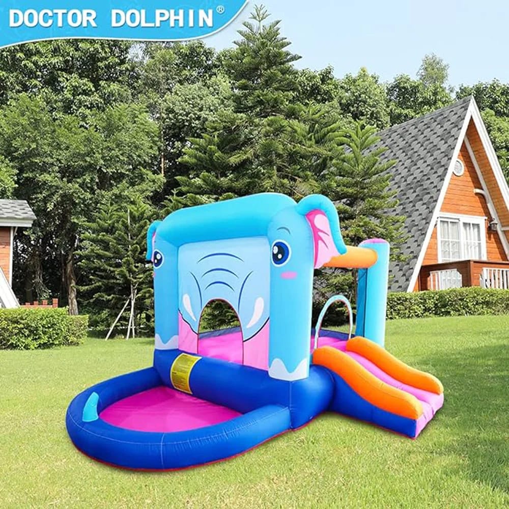 Doctor Dolphin Elephant Bounce House with Slide