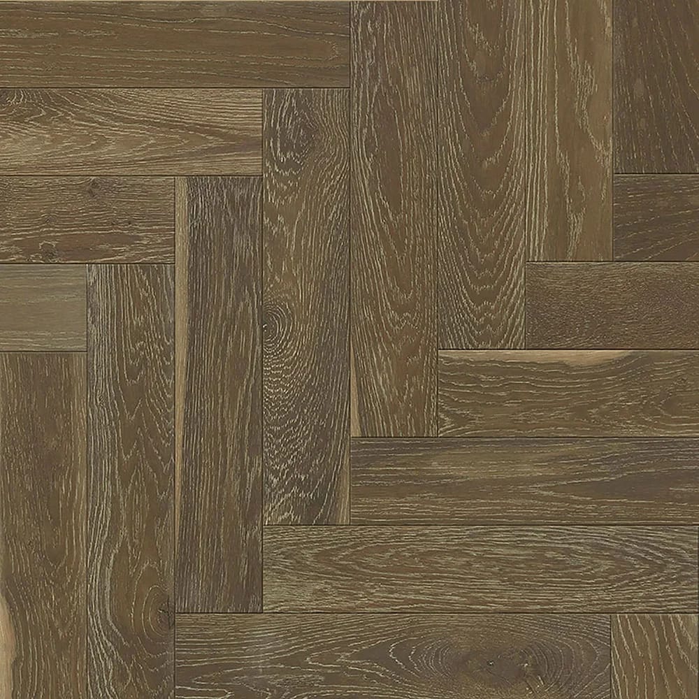 Virginia Mill Works 9/16"  Boulder Herringbone Wire Brushed Engineered Hardwood Flooring, Brown, 9.9 sq. ft. ($9.09/sq. ft.)