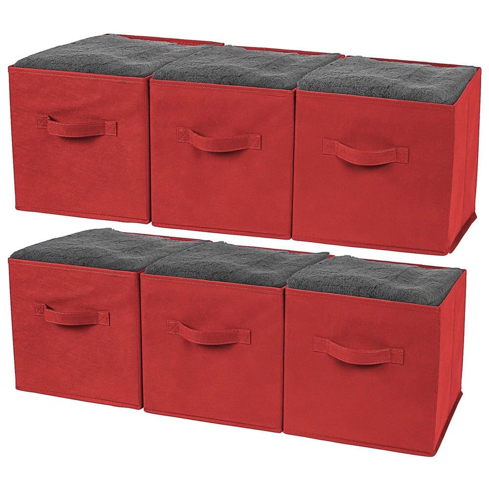 Greenco Foldable Storage Cubes, Set of 6, Red