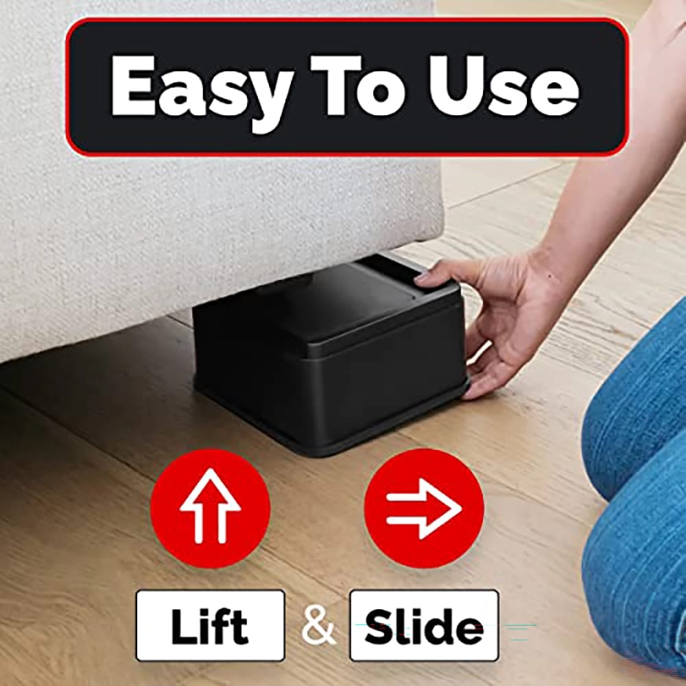 iPrimio Oversized 3" Bed Risers, 6 Pack, Black