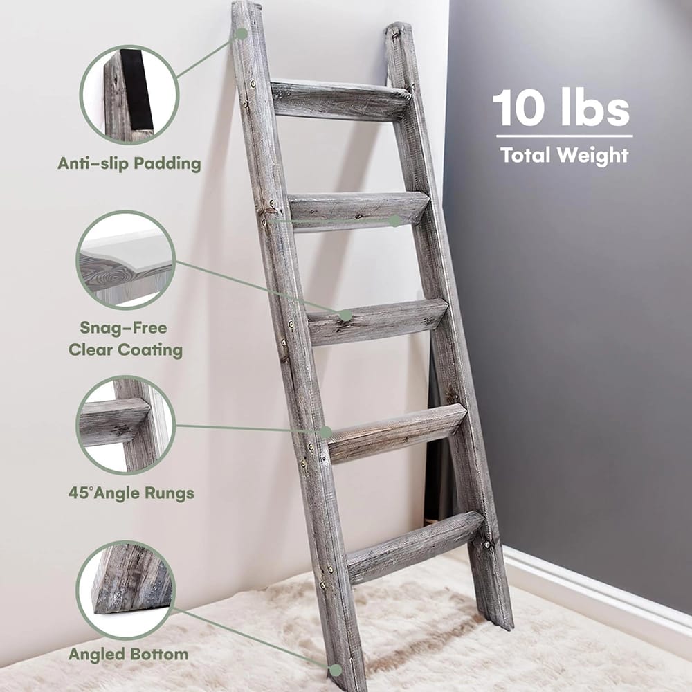Hallops 5' Blanket Ladder, Gray