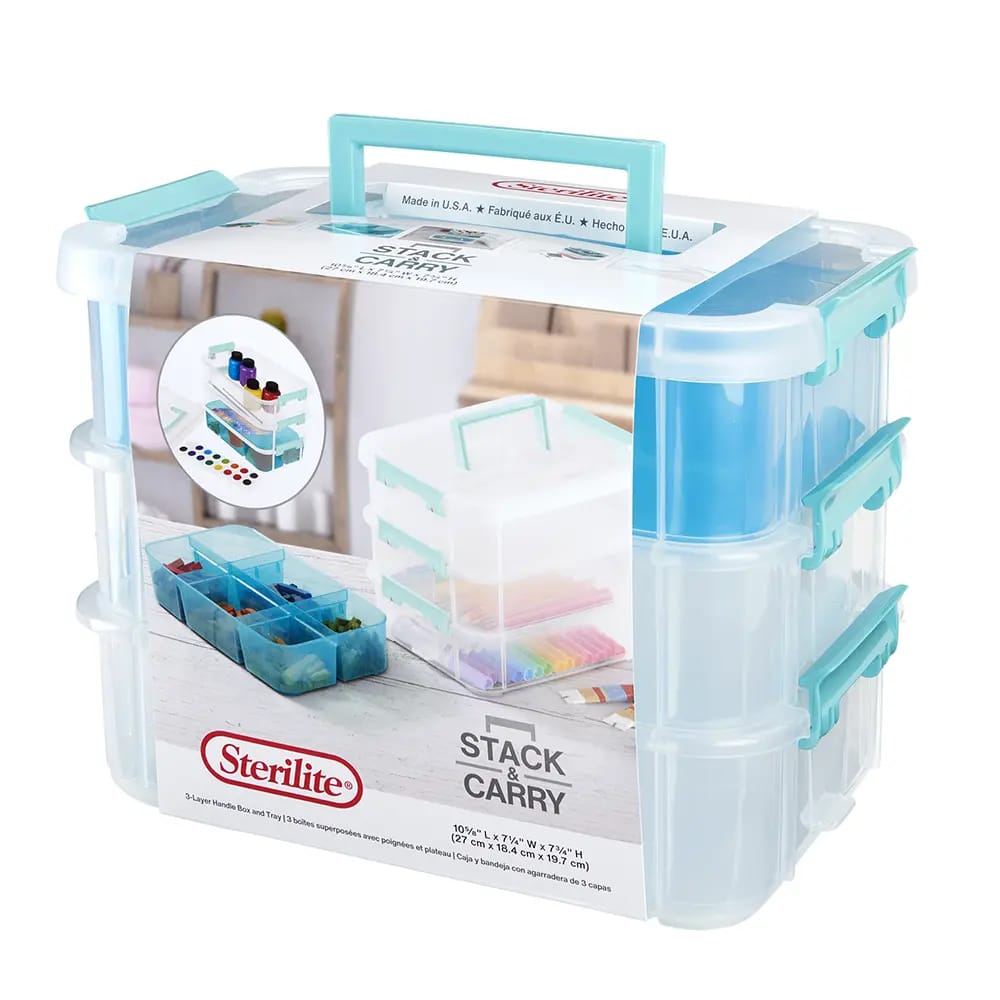 Sterilite Stack & Carry 3 Layer Handle Box & Tray