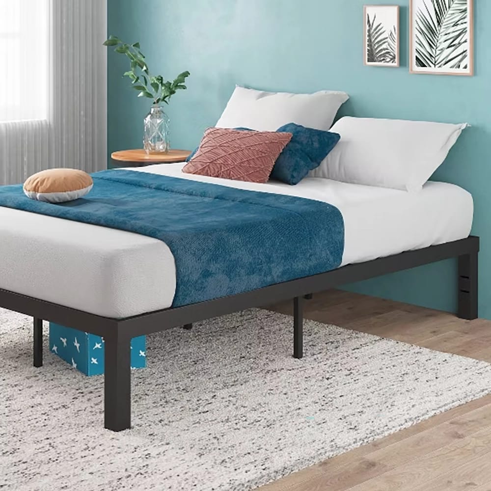 Zinus Luis 14" Quick Lock Metal Platform Bed, Black, Queen