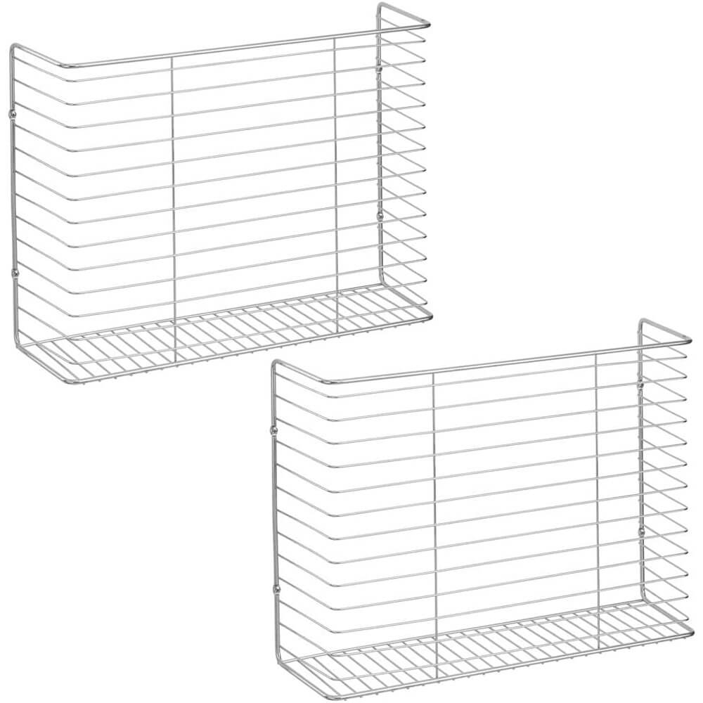 mDesign Metal Wire Wall-Mounted Magazine Holder/Storage Organizer, Set of 2, Chrome