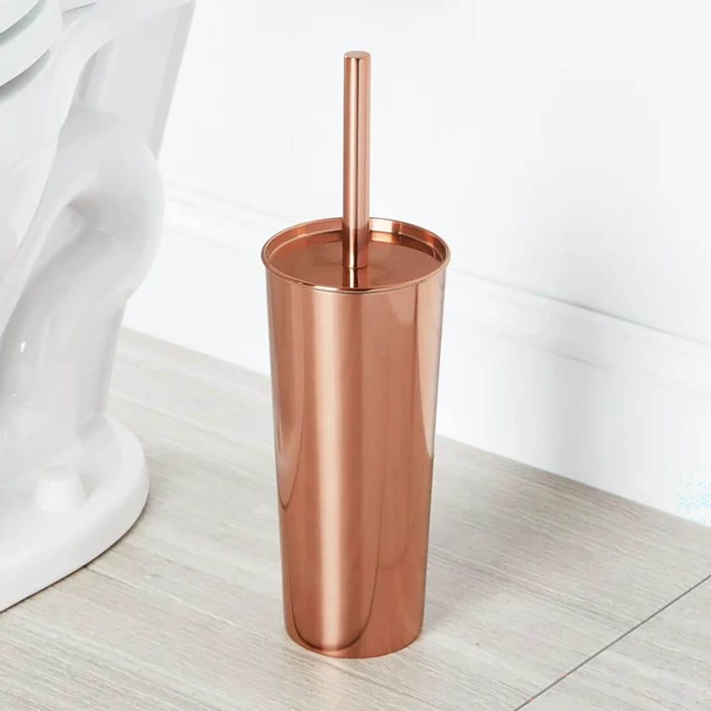 mDesign Plastic Bowl Brush and Trash Can, Rose Gold