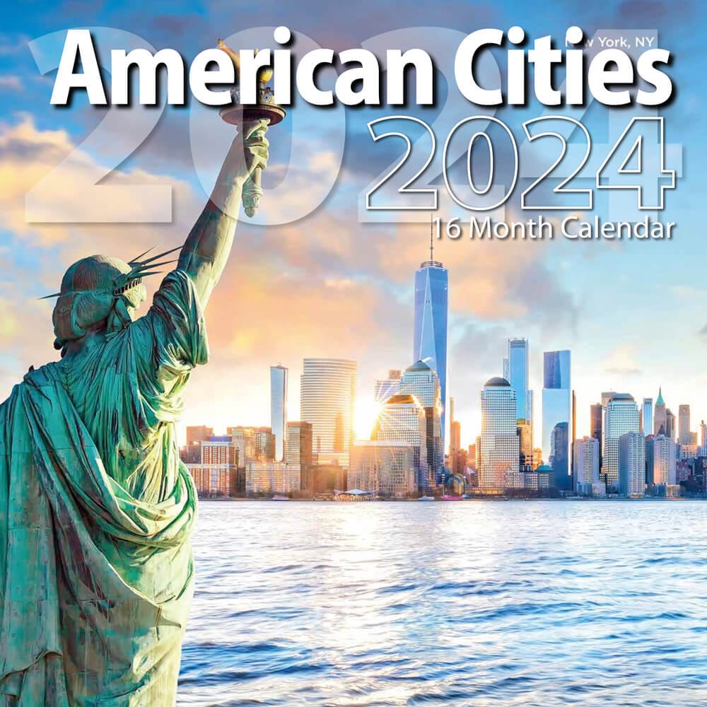 2024 American Cities Themed 16 Month Wall Calendar, 12"