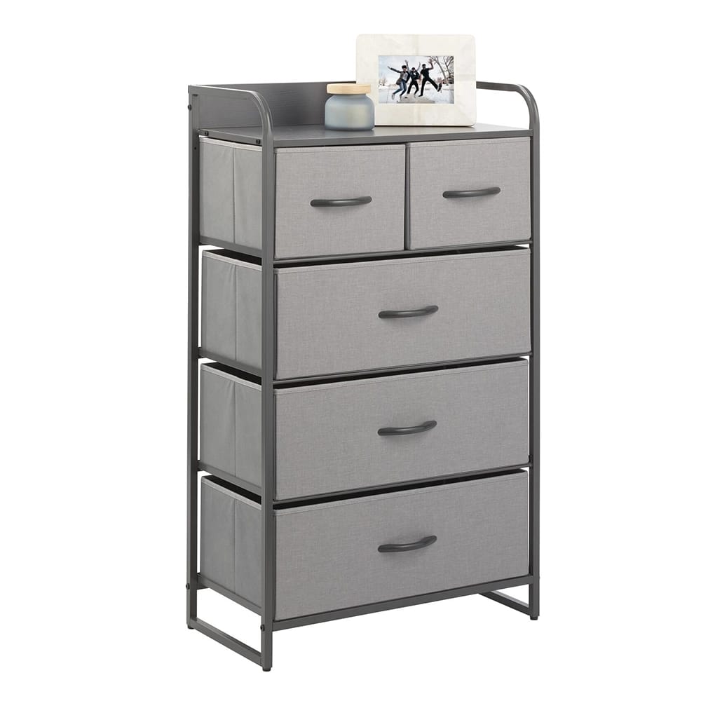 mDesign 5 Drawer Tall Dresser, Gray