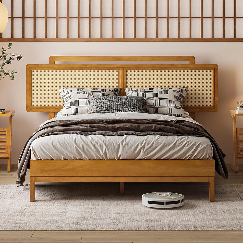 Bme Neil Queen Bed Frame, Teak Brown