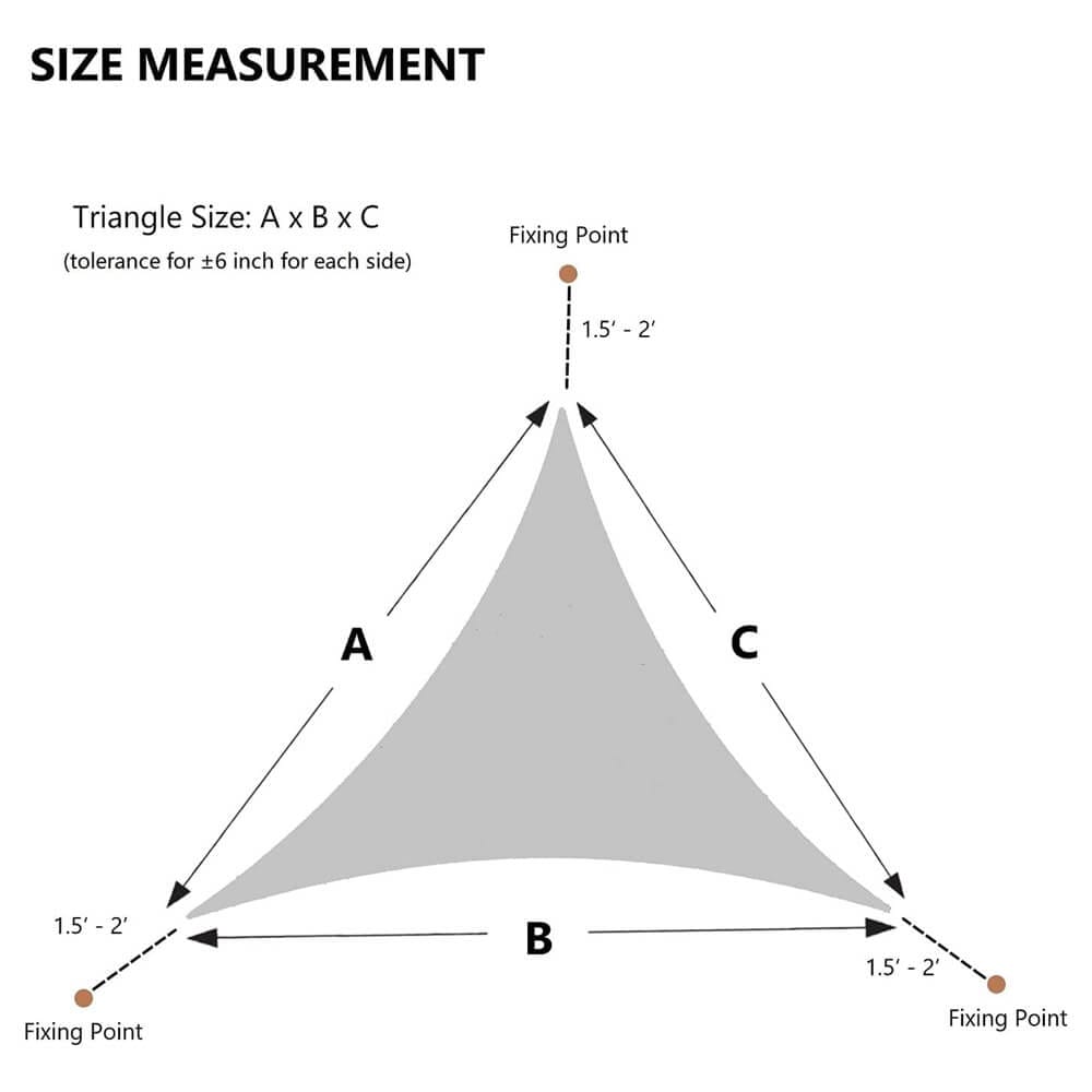 AsterOutdoor Triangular Sun Shade Sail, 12' x 12' x 12', Graphite