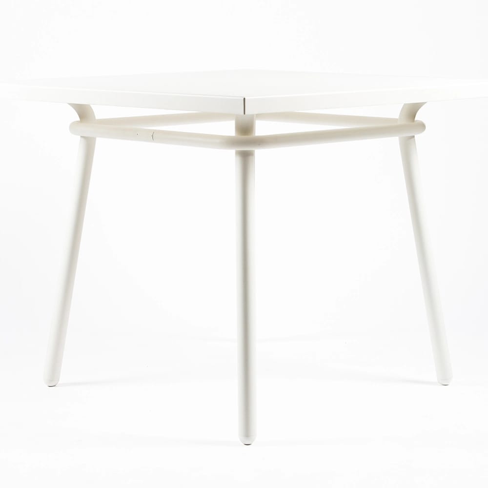 Maiori Square Outdoor Dining Table with Umbrella Hole, White Pearl