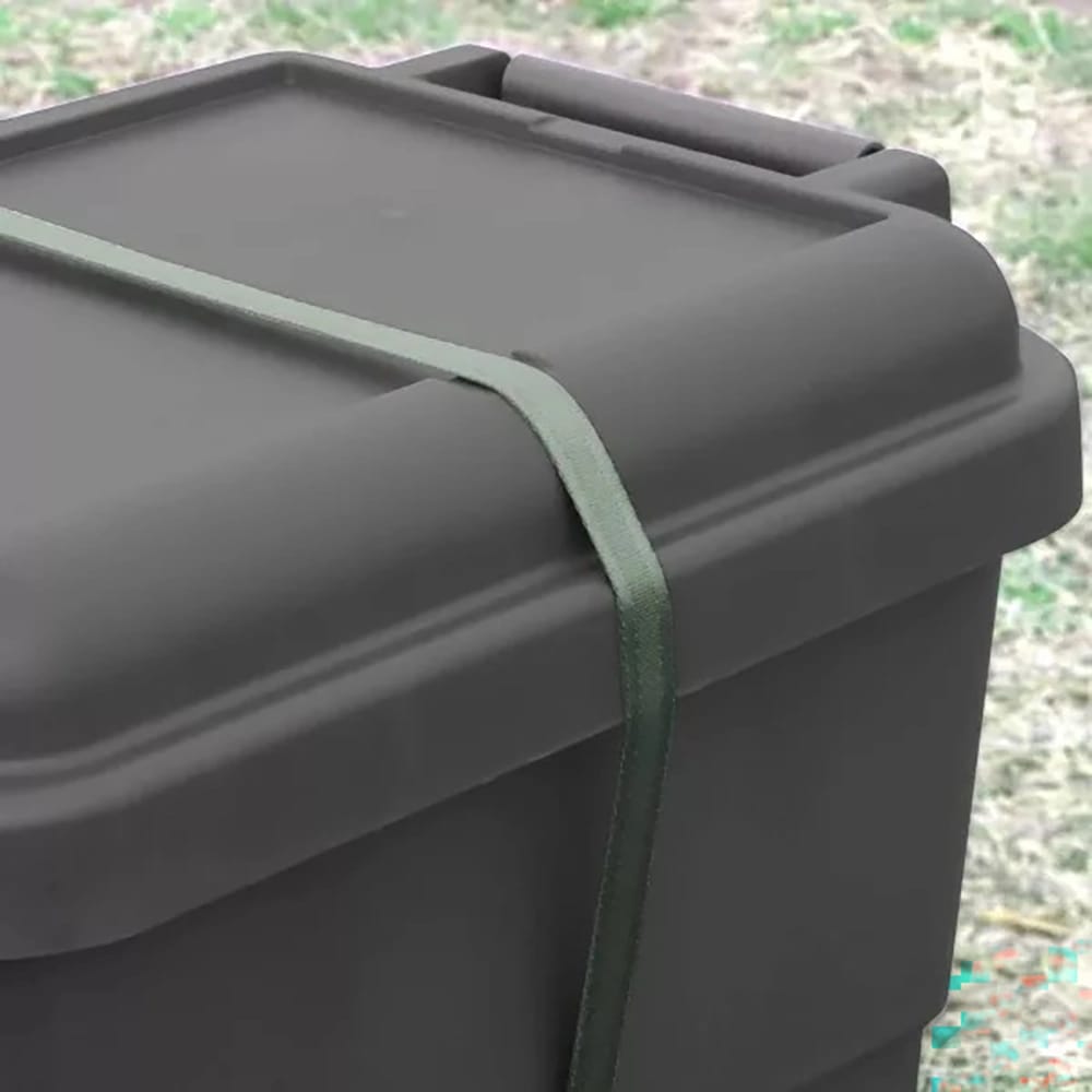 JEJ Astage Medium 18 Gallon Stackable Tote with Latching Lid, Dark Gray