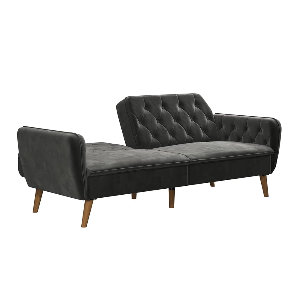 Novogratz Memory Foam Futon, Gray Velvet