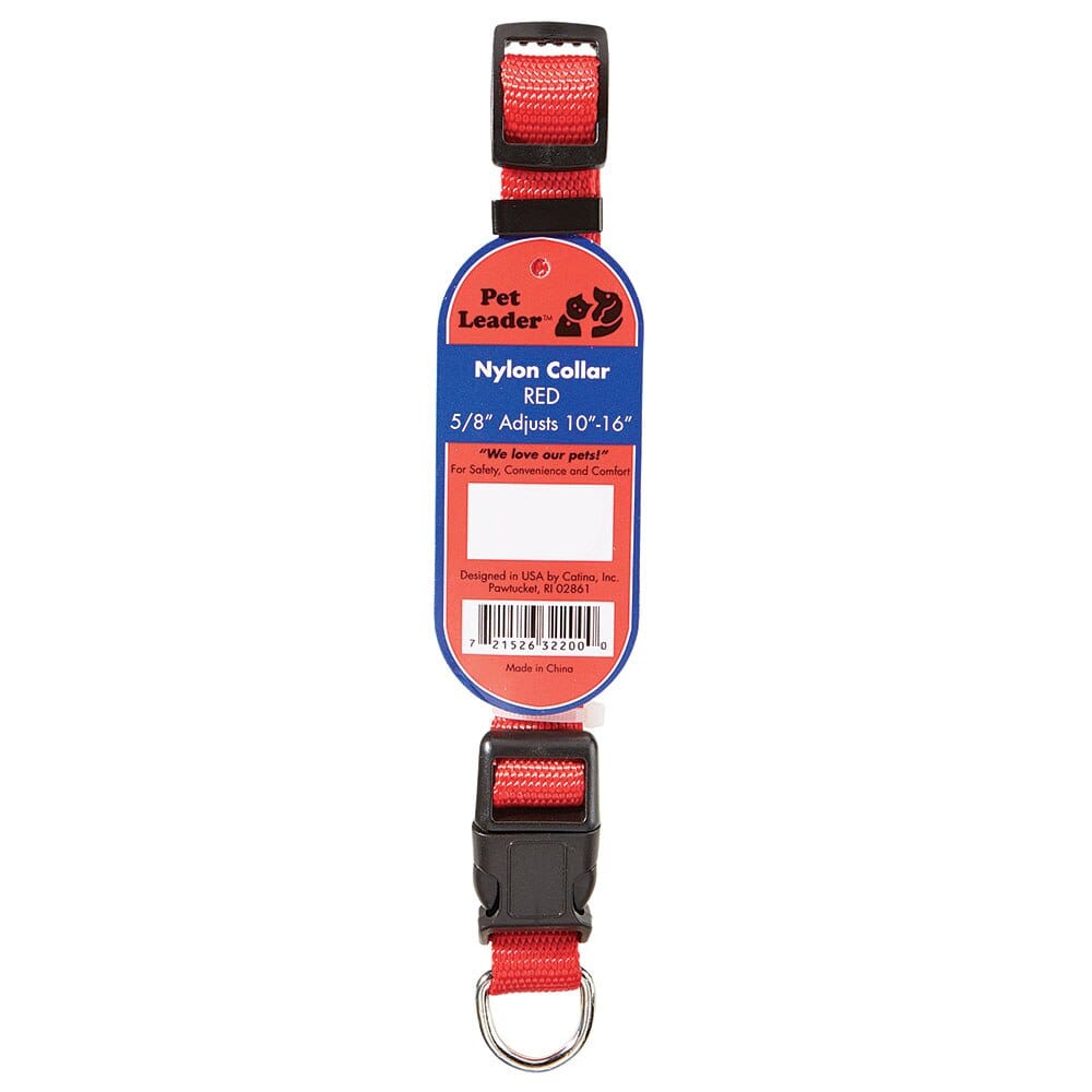 Pet Leader 5/8" Adjustable Pet Collar, Red