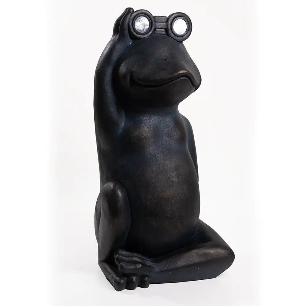 32" Sitting Frog Solar Garden Statue