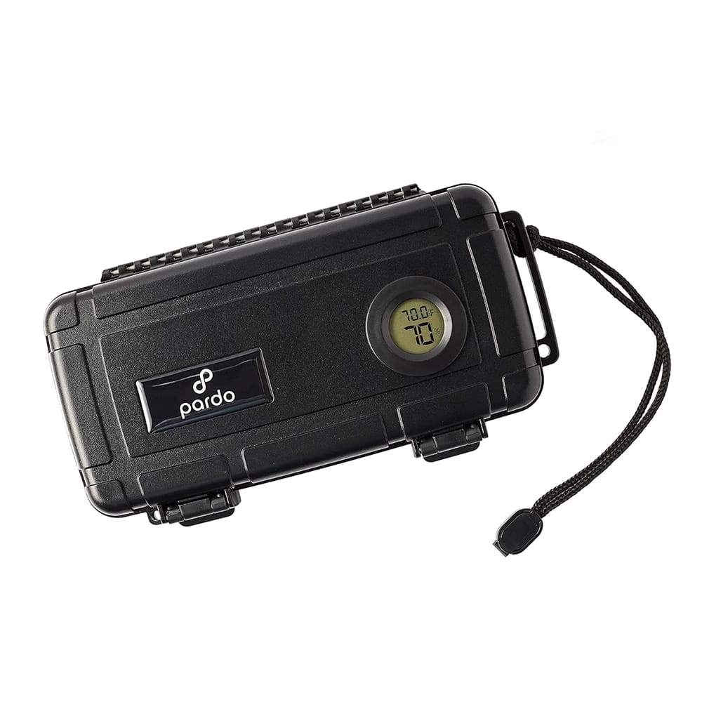 Pardo Travel Humidor Case with Digital Hygrometer, Black