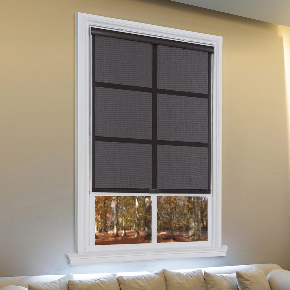Cordless Sunscreen Roller Shade, Black, 34" x 66"