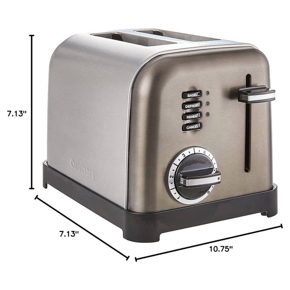 Cuisinart Classic 2-Slice Toaster, Stainless Steel/Black (Factory Refurbished)