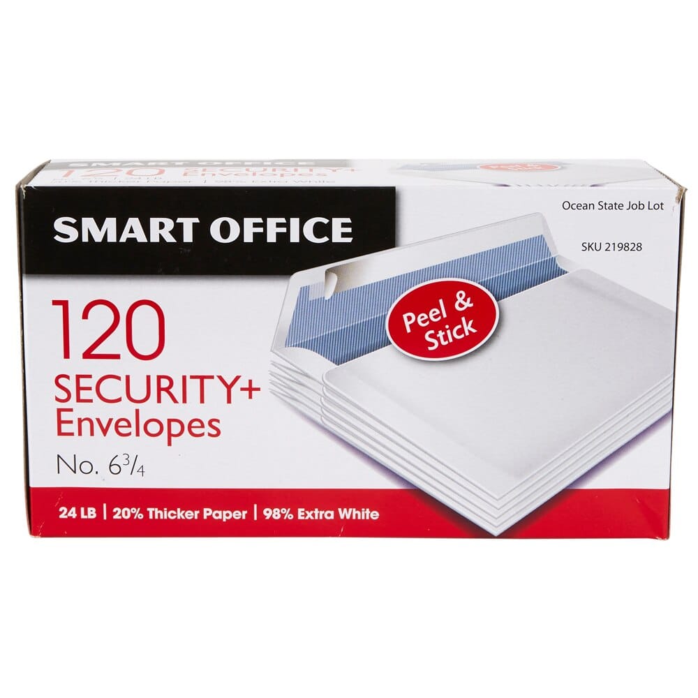 Smart Office Peel and Stick Security Envelopes, 120-Count