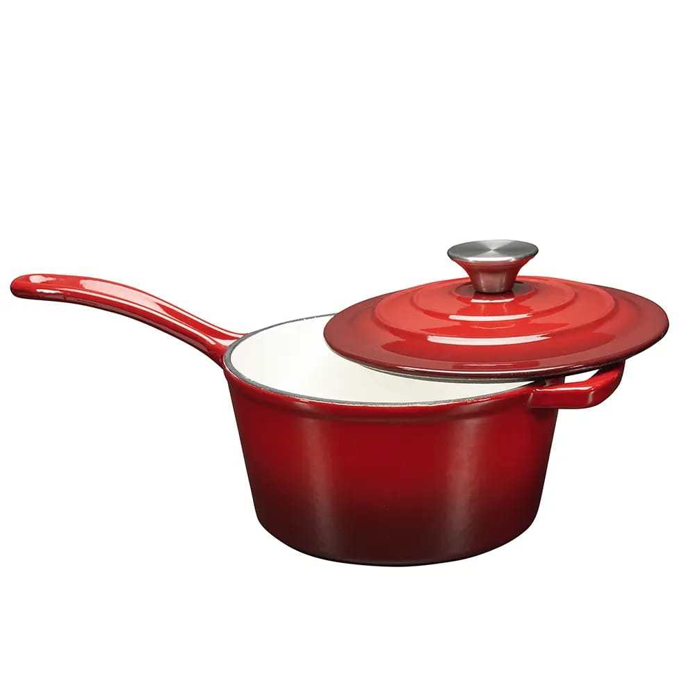 KLOK Enameled Cast Iron Sauce Pan with Lid, 2 Qt