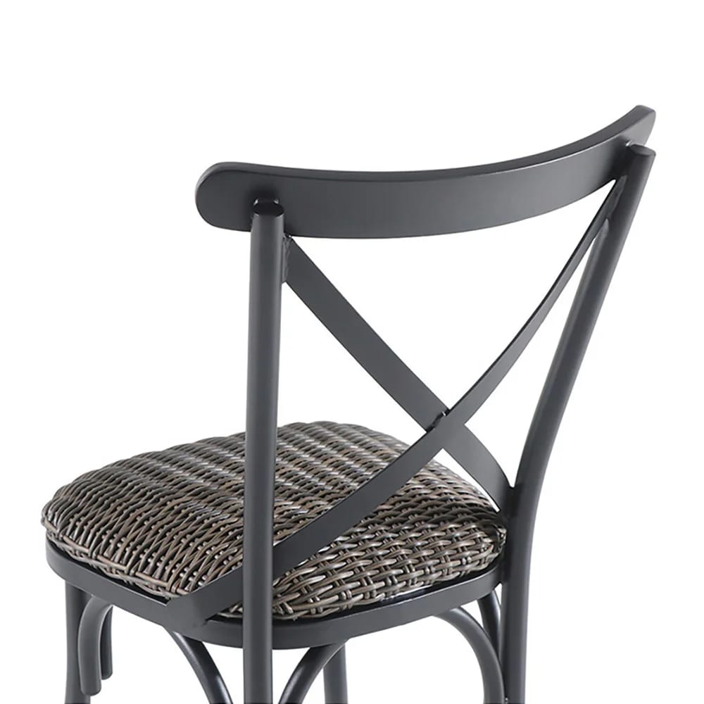 Allen + Roth Chesterbrook Wicker Steel Frame Dining Chair, Set of 2, Black