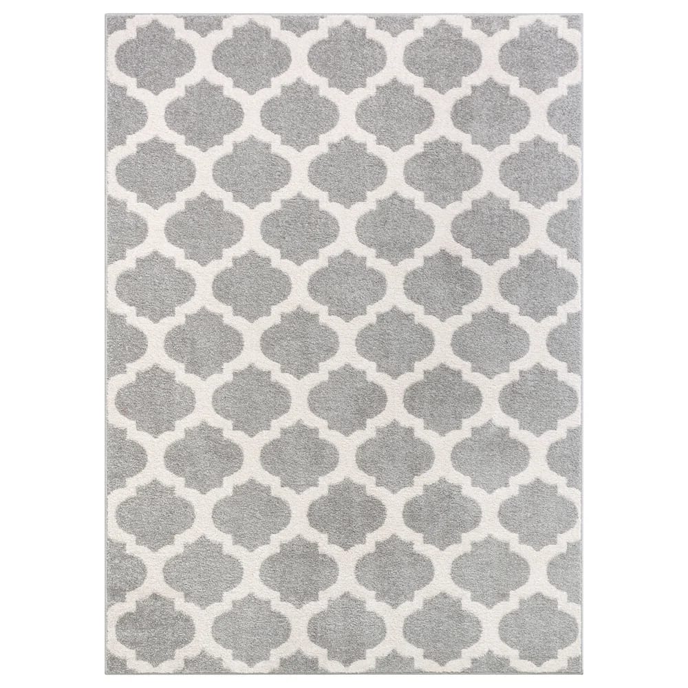 Well Woven Mystic Zoe 5'3"x7'3" Modern Trellis Area Rug, Gray