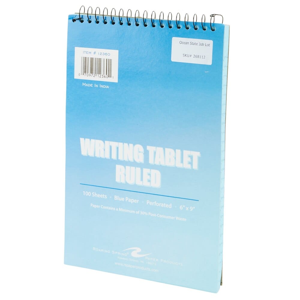 100 Sheet Ruled Writing Tablet, 9"