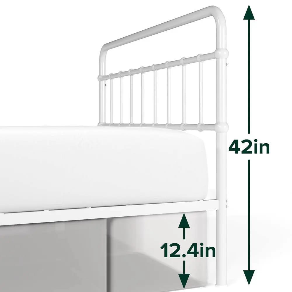 Zinus Florence Metal Platform Bed Frame, King, White