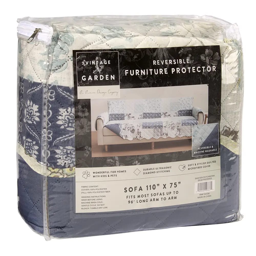 Vintage Garden Reversible Sofa Furniture Protector, 110" x 75"