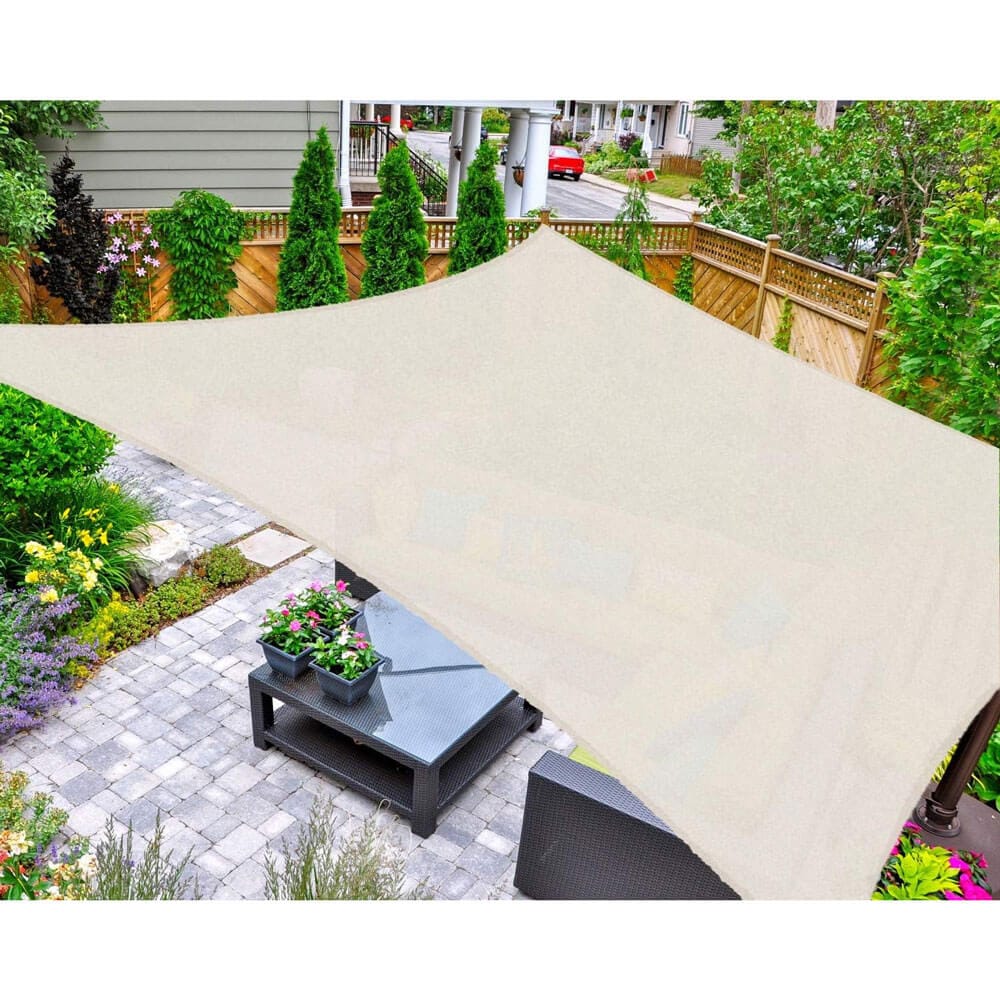 AsterOutdoor Rectangular Sun Shade Sail, 6' x 10', Cream