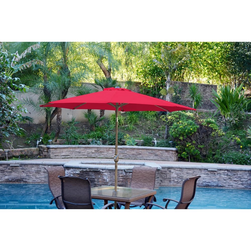 Jeco 9' Aluminum Patio Market Umbrella with Tilt and Crank, Red/Bronze