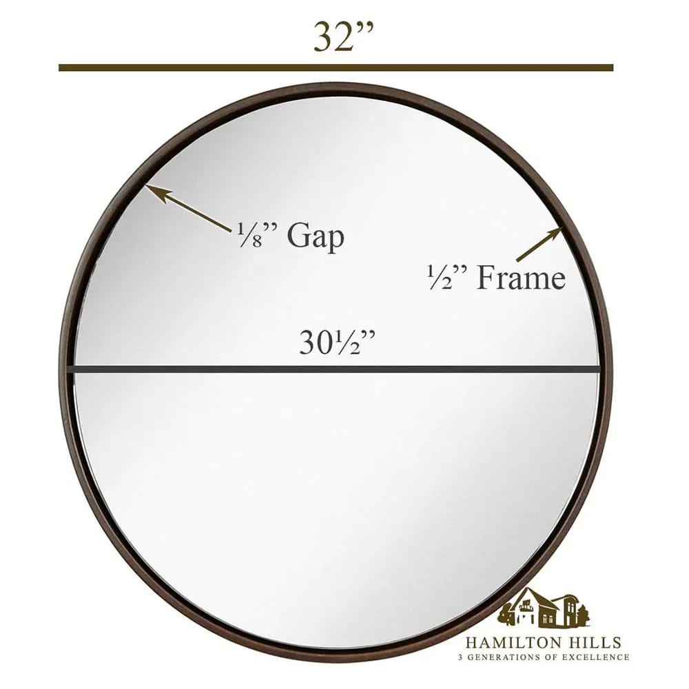 Hamilton Hills 32" Circle Wenge Framed Wall Mirror, Brown