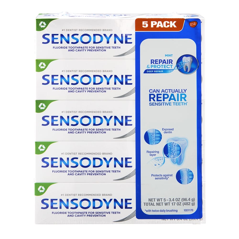 Sensodyne Repair & Protect Toothpaste for Sensitive Teeth, 3.4 oz., 5 Pack