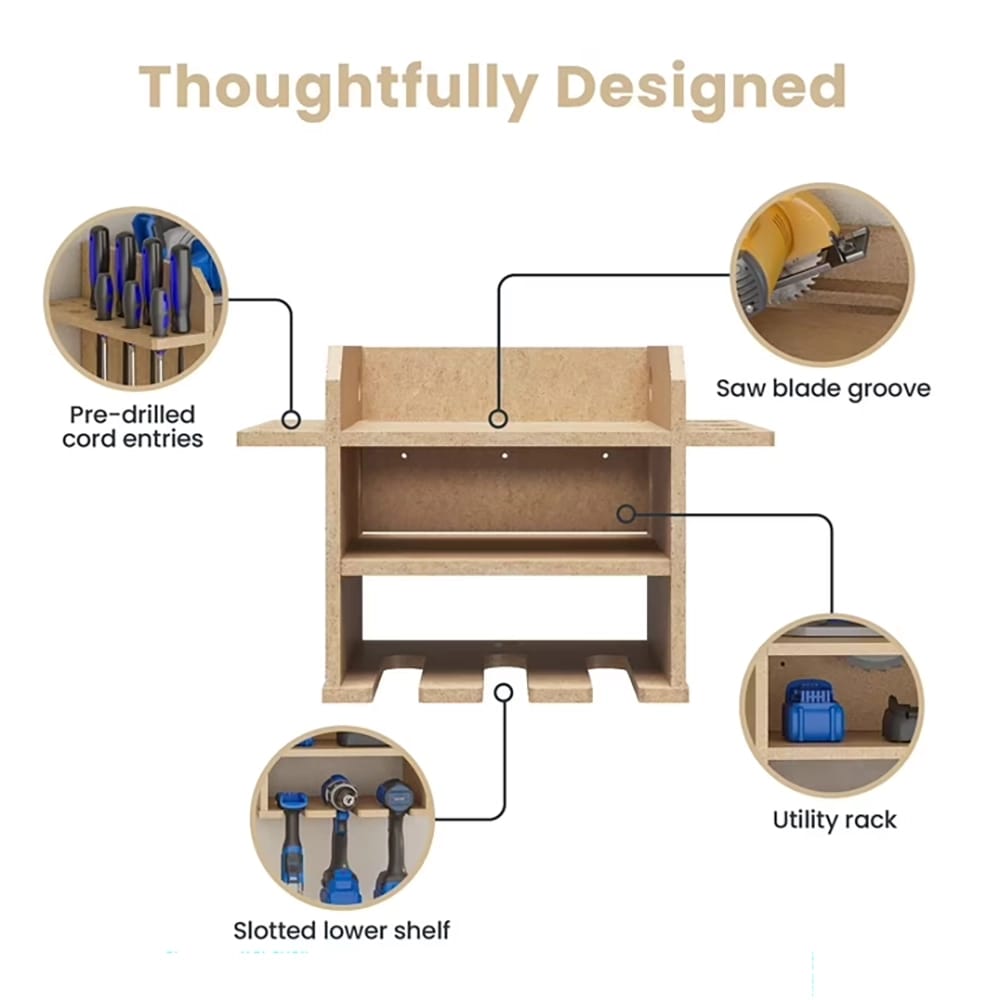Systembuild Evolution Hanging Wall Mount Tool Organizer, Raw Board