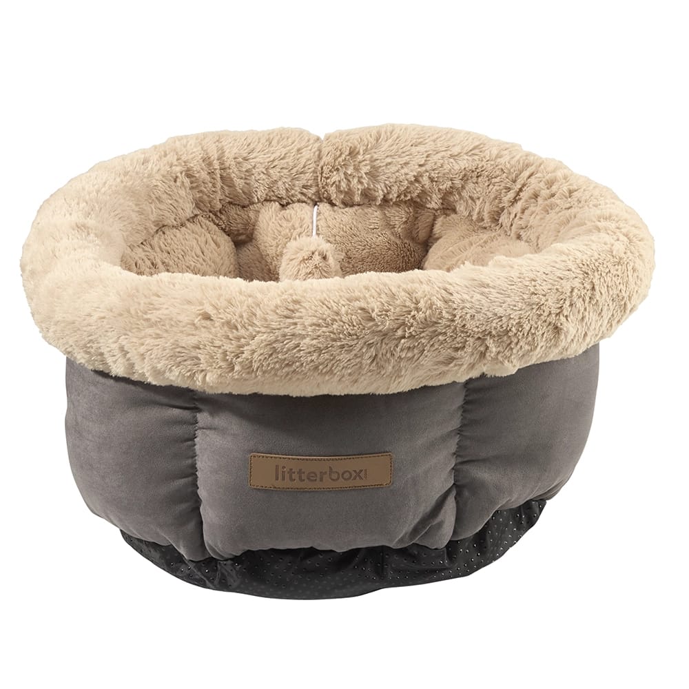 Litterbox Cozy Pet Bed, Brown/Beige