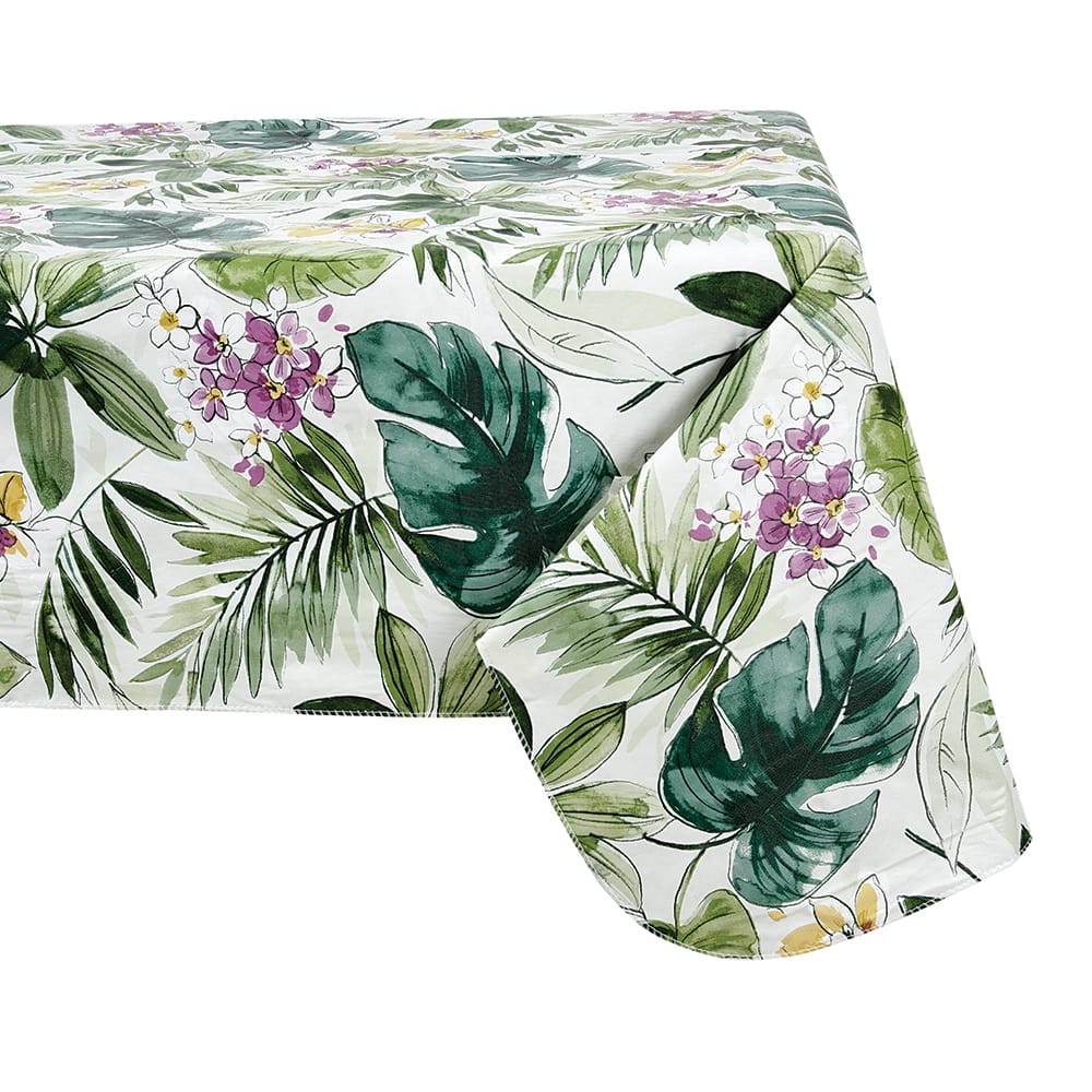 Tropical Palms Vinyl Tablecloth with Flannel Backing